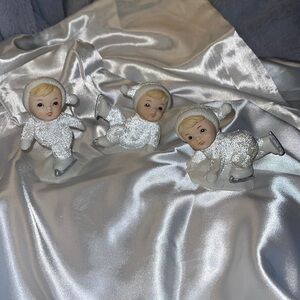 Home Interiors Vintage Collectible “Snow Babies” Set of 3 Ice Skating Poses